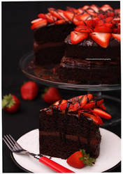 Strawberry Dark Fudge Chocolate Therapy Cake