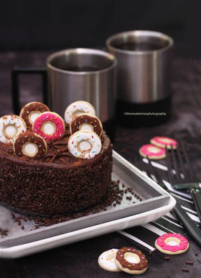 Mini Chocolate Donut Cake with Coffee