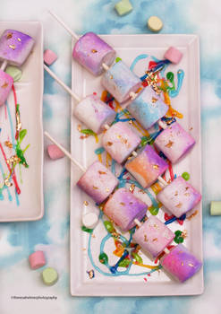 Watercolor Graffiti Marshmallow/Edible Gold Leaf