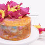Watercolor and gold leaf cake with gladiolus
