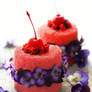 Strawberry Cake w/Viola Flowers