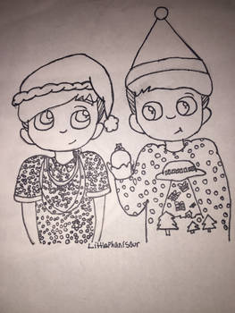 Dan and Phil christmas time (uncolored)