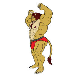 Anthro Muscled Lion - Retired Circus Strongfur/man