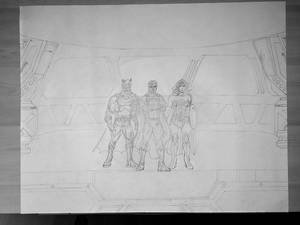 Justice League sketch (3 of 9 members done)