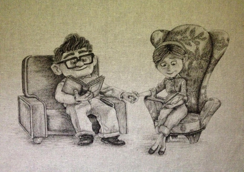 Carl and Ellie Fabric Drawing