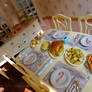 Christmas dinner miniature in dollhouse