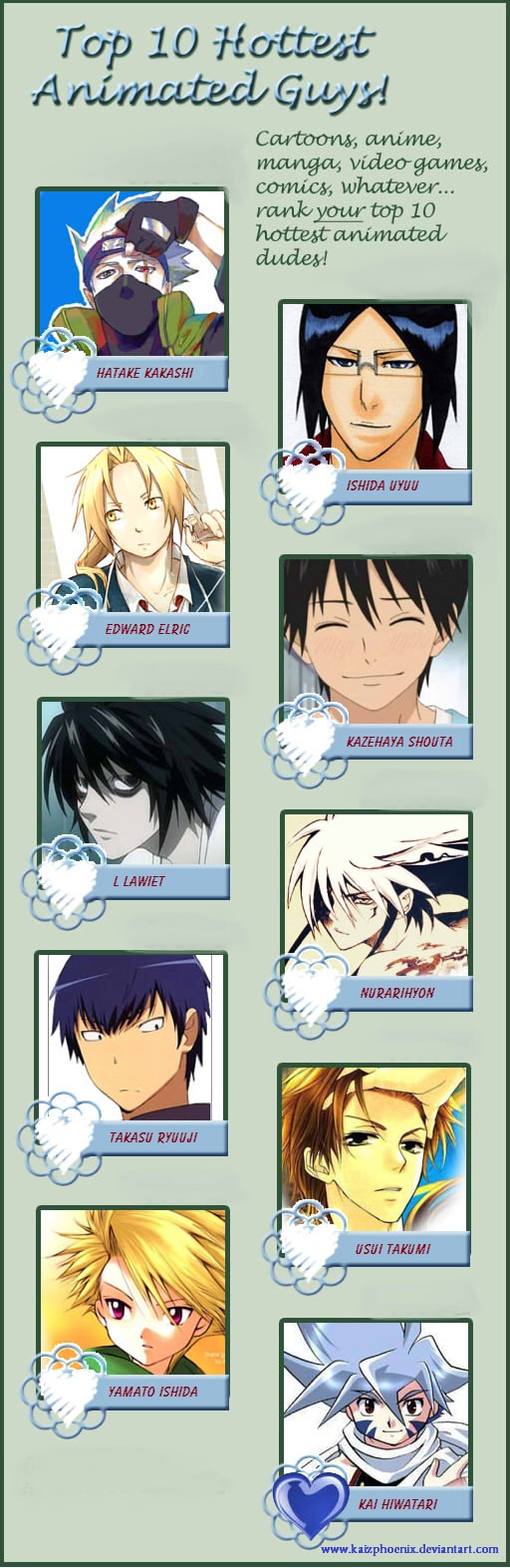 My top 10 Hottest Anime Guys list!!!!!! by kaizphoenix on DeviantArt