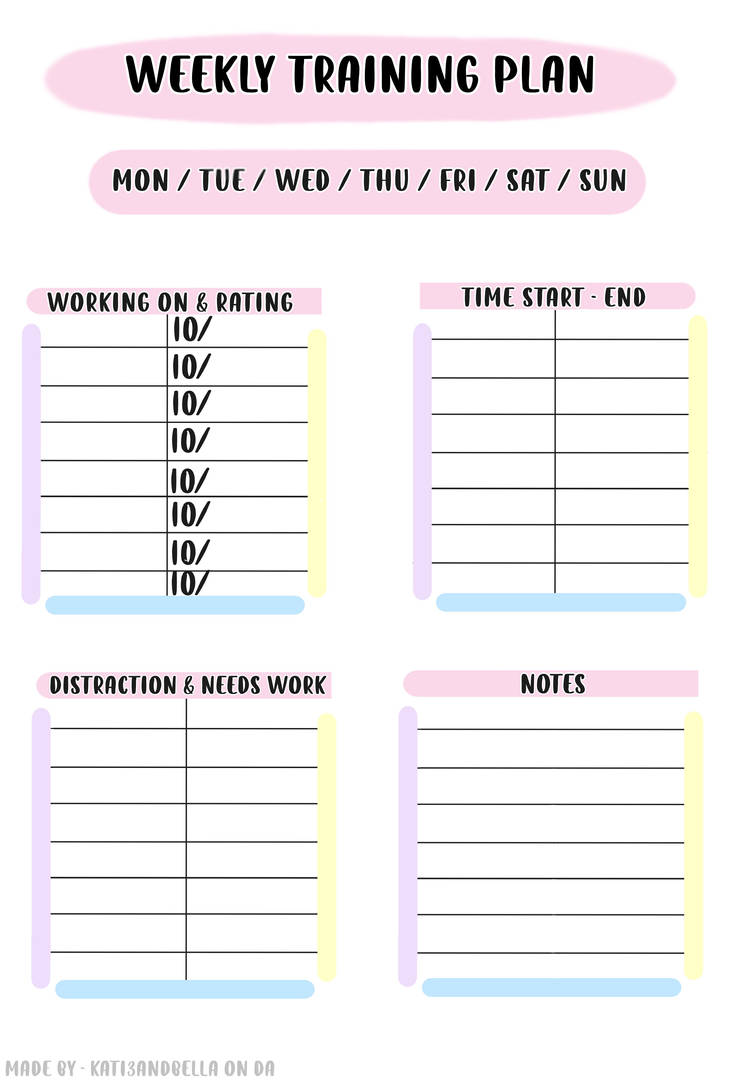 F2U - Weekly Training plan by Kati3AndBella on DeviantArt