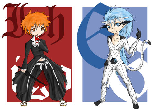 Grimmjow-Ichigo chibis