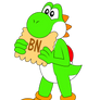 Yoshi eating a french cookie
