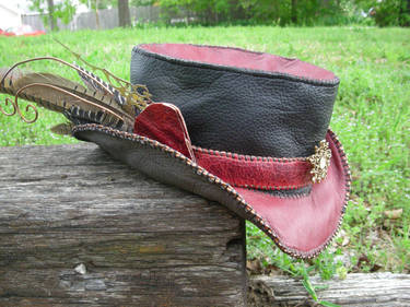 Copper Trimmed Leather Top Hat