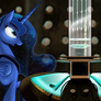 Princess Luna inside the Tardis with Dr. Whooves