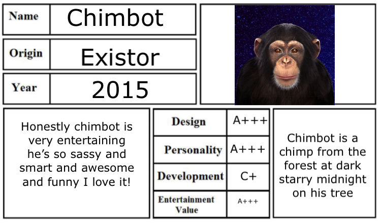 Chimbot Character review: chimbot by unfortunateJoe101010 on DeviantArt