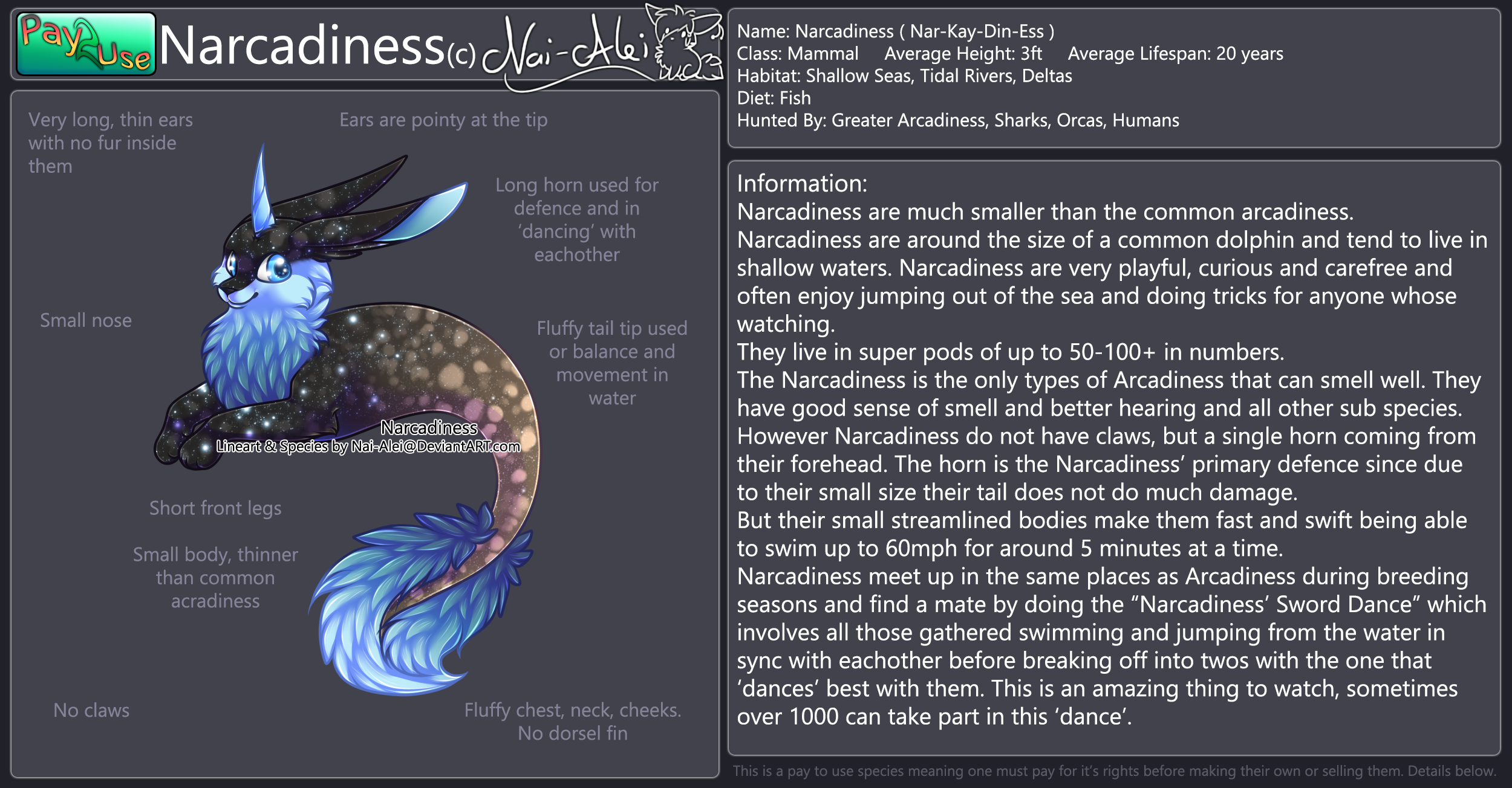 Narcadiness Species Reference Sheet