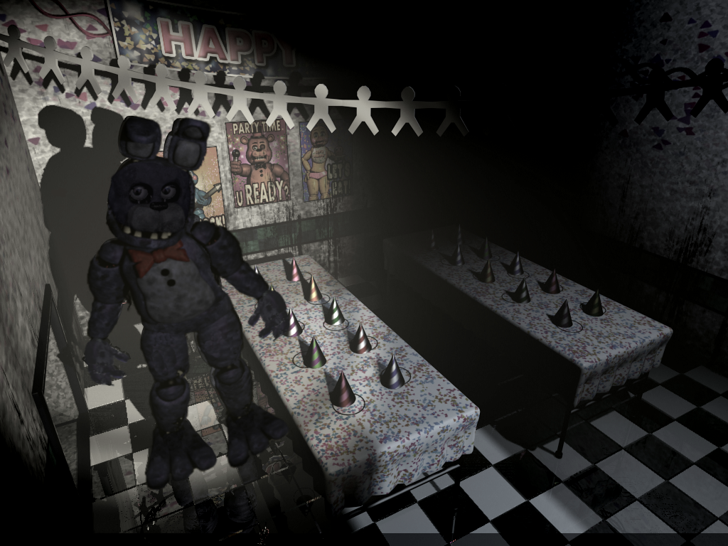 Unwithered shadow Freddy fnaf 2 hallway.