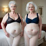 2 Beautiful Pale Grannies Standing In A Bright Hot