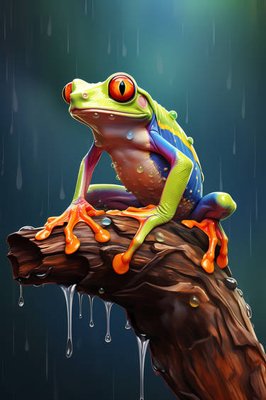 Tree frog in the rain