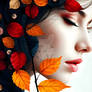 Melancholy Autumn Woman Portrait Wall Art