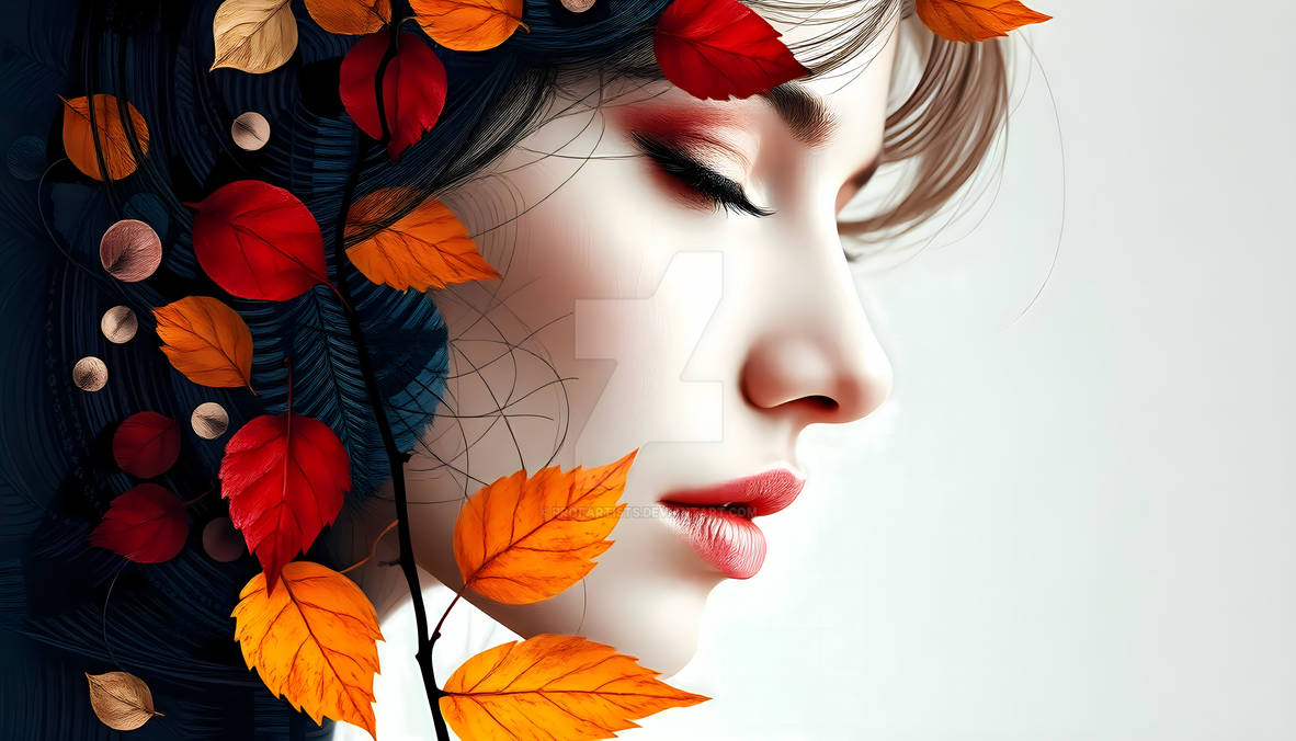 Melancholy Autumn Woman Portrait Wall Art