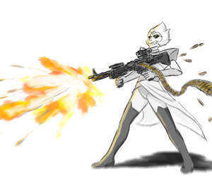 White Diamond with a machine gun