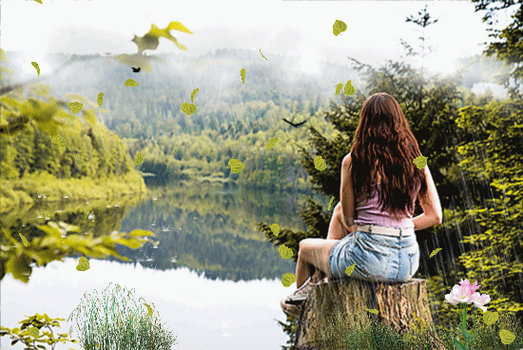 The girl at the lake