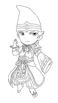 Lineart Valir Shikigami Summoner Chibi