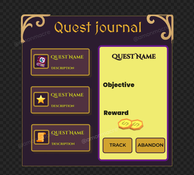 Quest Journal UI by Amonmacre on DeviantArt