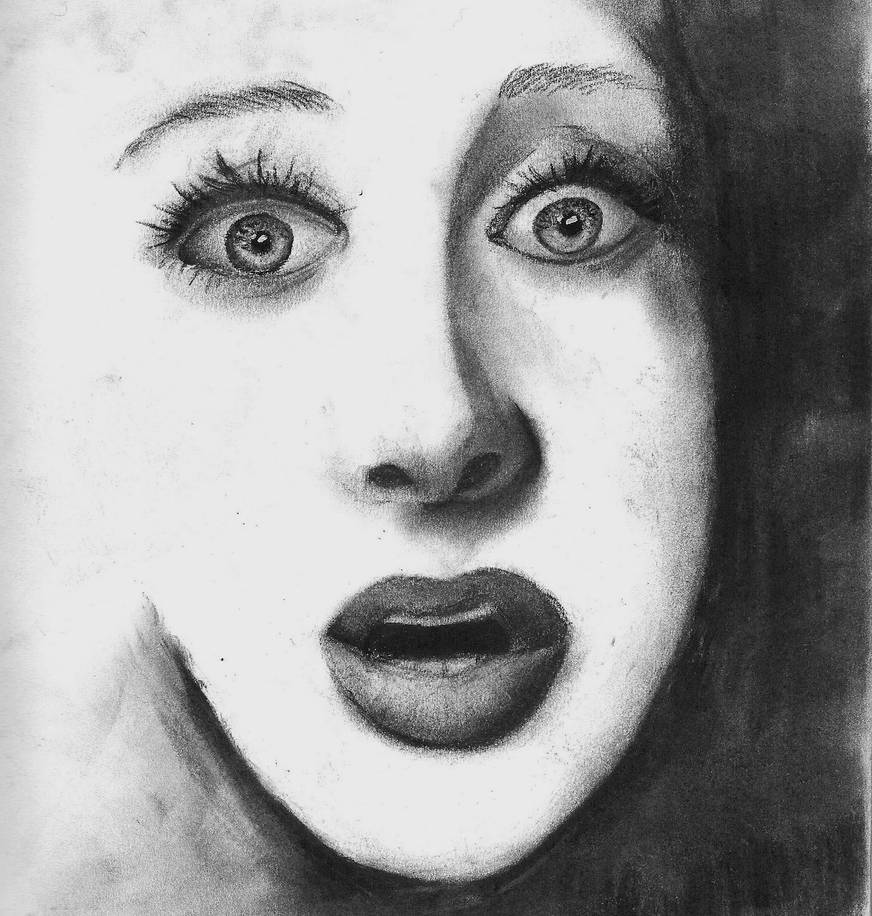 Scared Face, Charcoal Drawing, ambamm