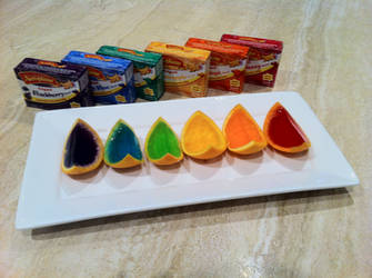Final look of Jelly Oranges with colored packets