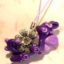 Silver Flower Purple Swirl Dragon Charm