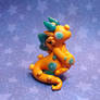 Turquoise Glitter Glass Pebble Dragon