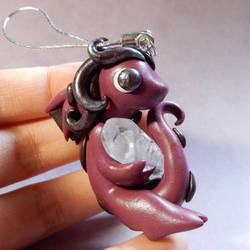 Maroon and Silver Crystal Dragon Charm