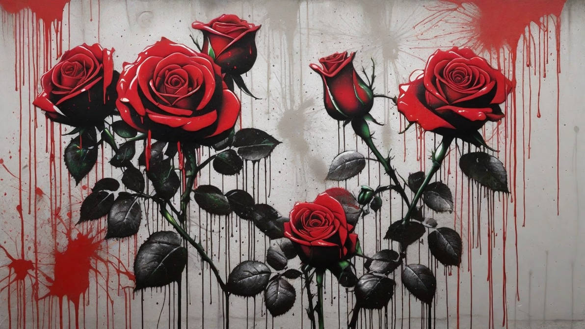 Red roses graffiti urban style art by AdvanceRun on DeviantArt