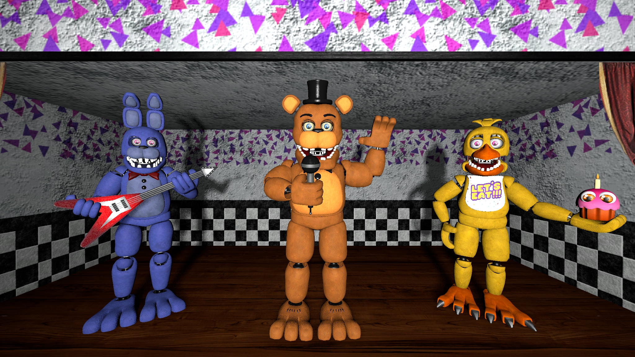 FNaF 1 stage with the unwithereds by GhostAlpha107 on DeviantArt
