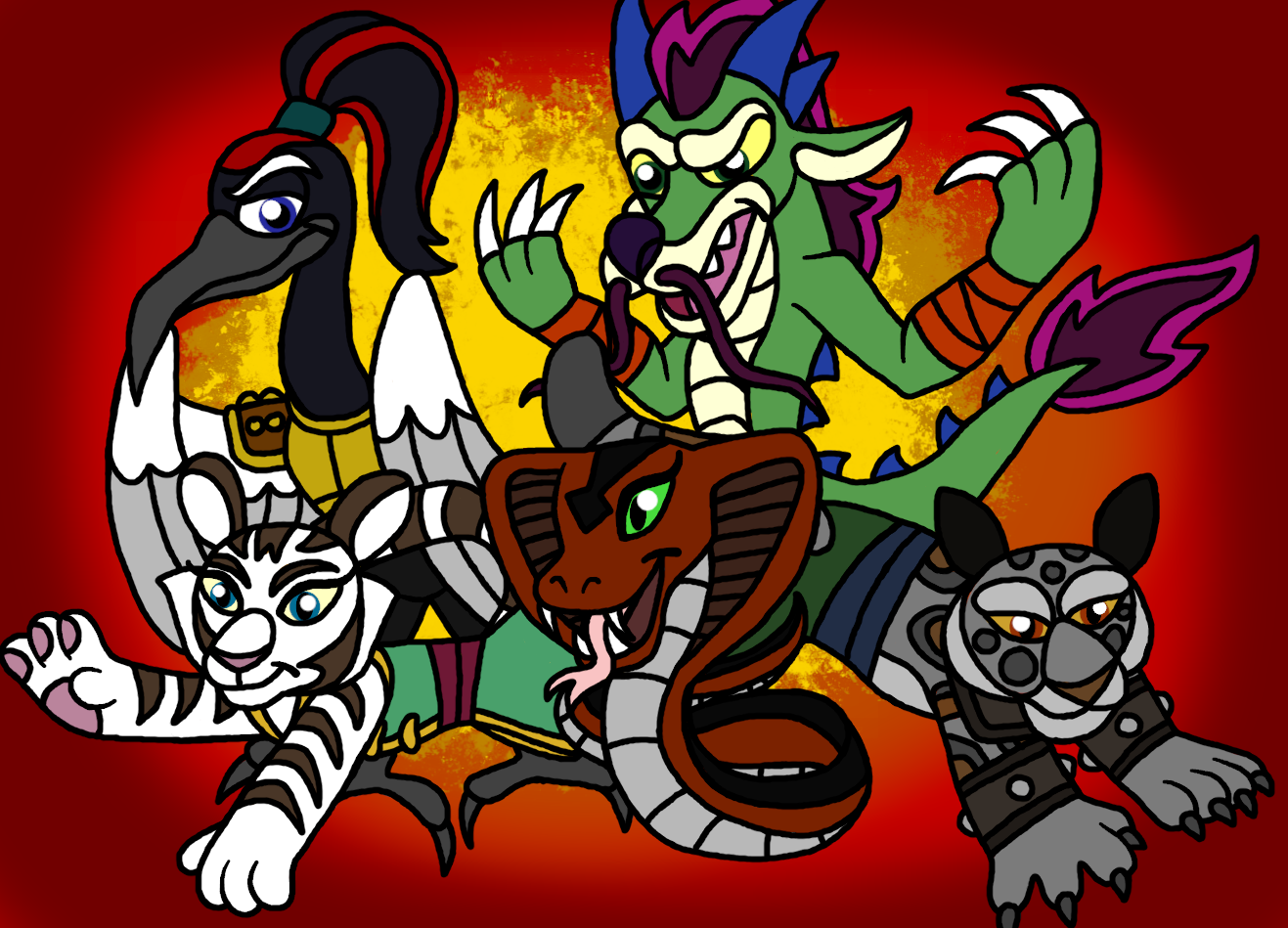 Five Kung Fu Animals Team