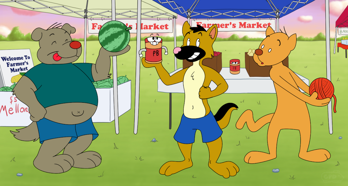 Cuphead style part 8: Two dogs, one cat