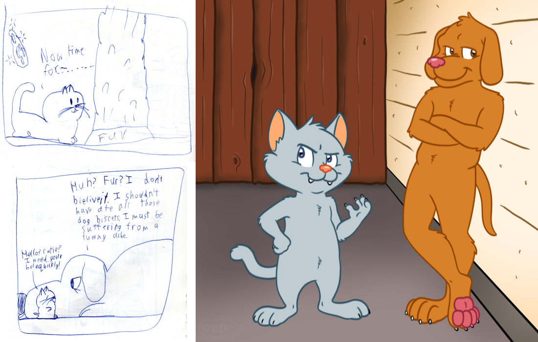 Redrawing old characters- Fur and Cutie