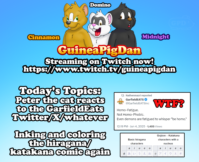 Twitch: GarfieldEats and Hiragana/Katakana comic