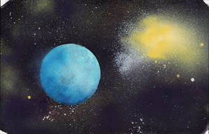 Spray painted planet and nova