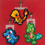 Starter Pokémon perler bead badges