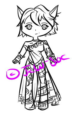 Chibi Lineart Design Commission for Nekomata-Adopt