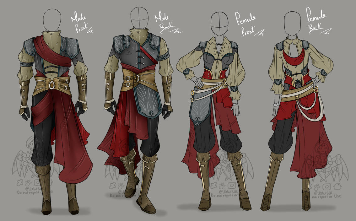 Male and Female Clothing Design (SOLD) by JxW-SpiralofChaos on DeviantArt