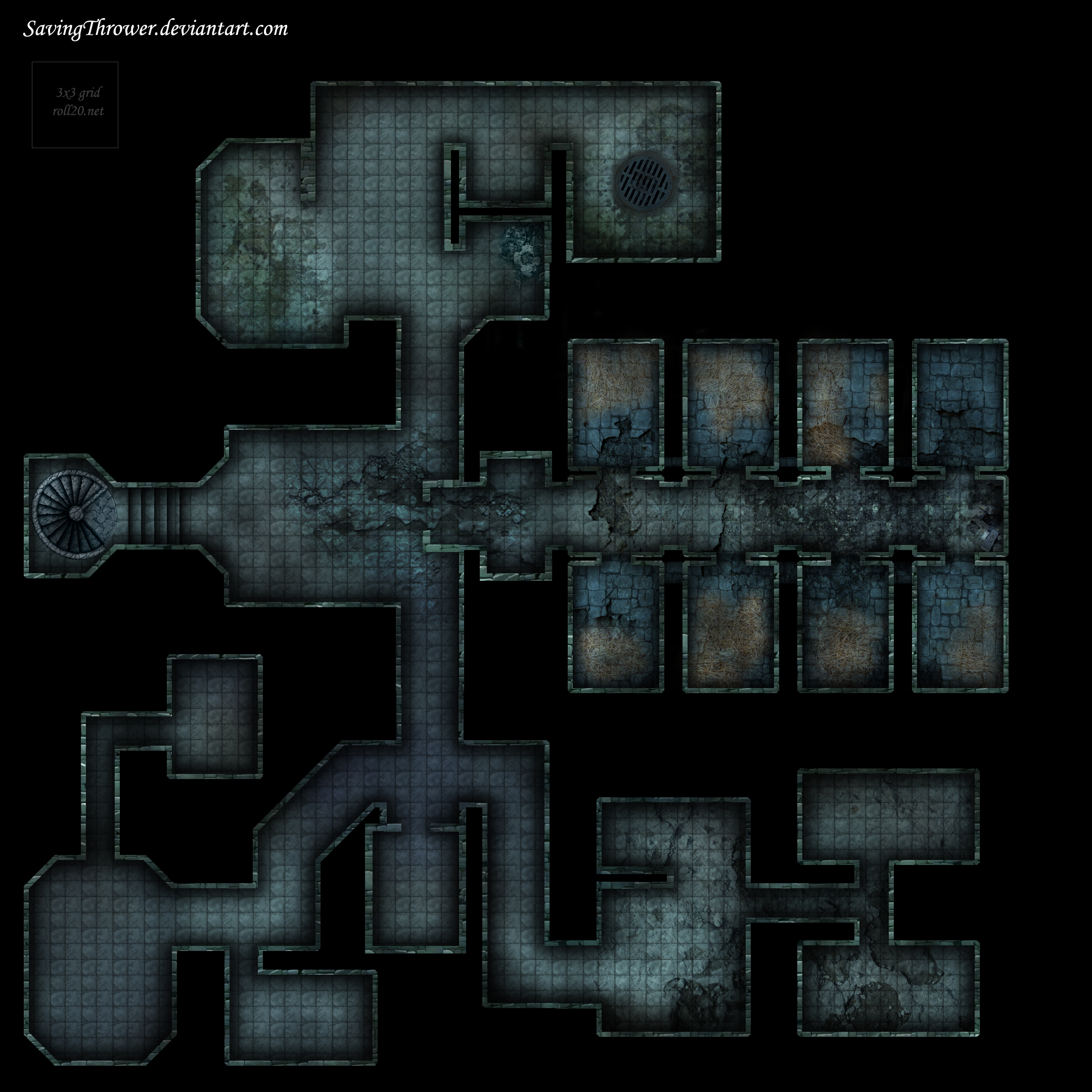 Clean abandoned prison dungeon battlemap roll20 by SavingThrower on