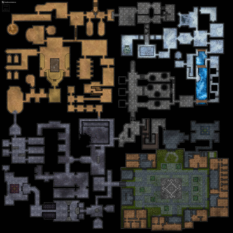 Gridless full 100x100 tiles dungeon battlemap by SavingThrower on ...