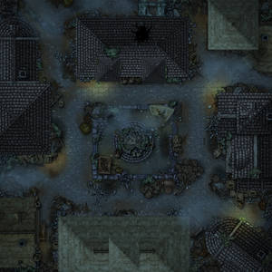 Ruined city square battlemap (Night) (50x50)