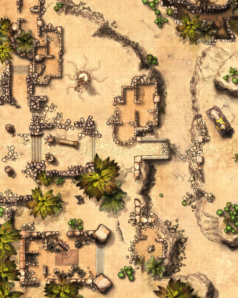 Desert Ruins Battlemap 40x50 By SavingThrower On DeviantArt