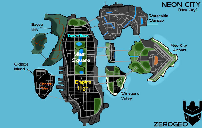 Game Map Neon Neon City Map by ZER0GEO on DeviantArt