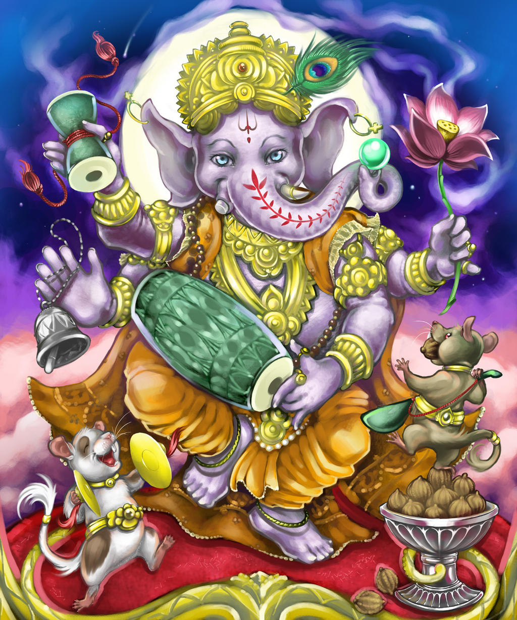 Ganesha the elephant headed god with friends mice by wolfchiarts on  DeviantArt