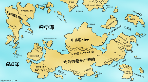 Linux_world_map_chinese