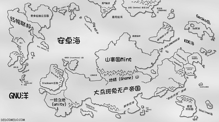 Linux_world_map_chinese_grey